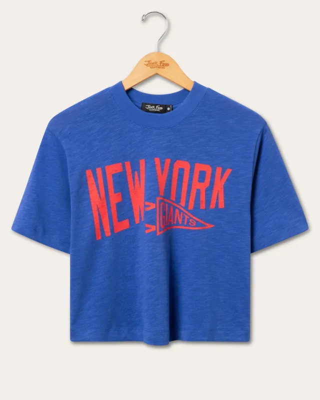 Women's New York Giants Dual Threat Mock Neck Crop Tee sold by Junk Food Clothing