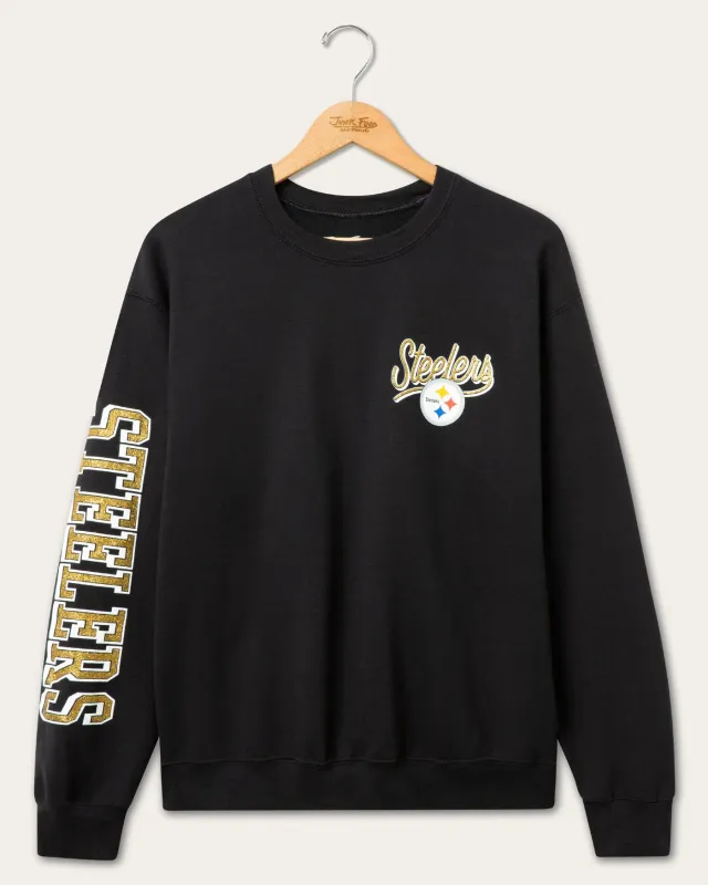 Pittsburgh Steelers Glitter Flea Market Crew Fleece made by Junk Food Clothing