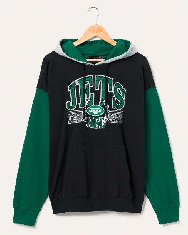 New York Jets Tri Color Block Hoodie sold by Junk Food Clothing