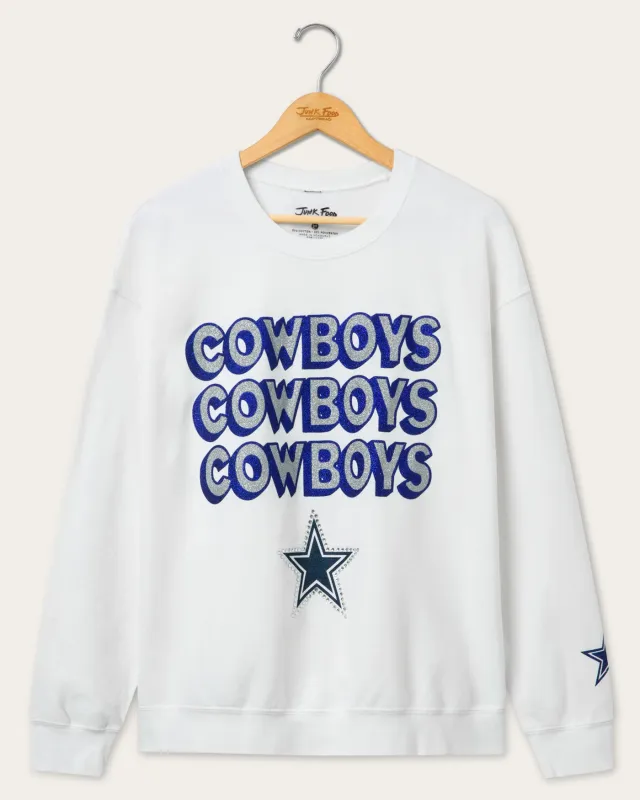 Dallas Cowboys Repeat Bling Flea Market Crew Fleece made by Junk Food Clothing