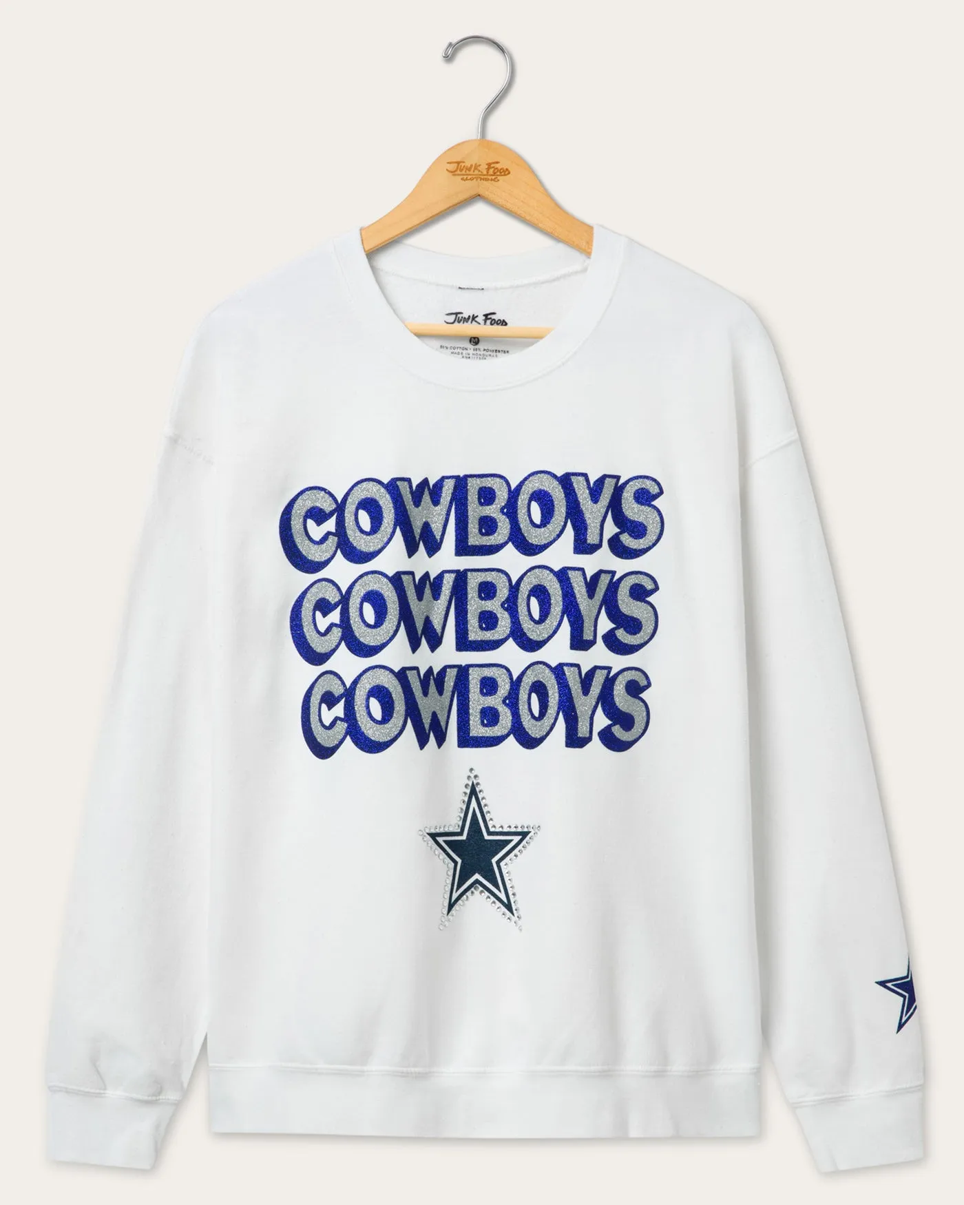 Dallas Cowboys Repeat Bling Flea Market Crew Fleece sold by Junk Food Clothing