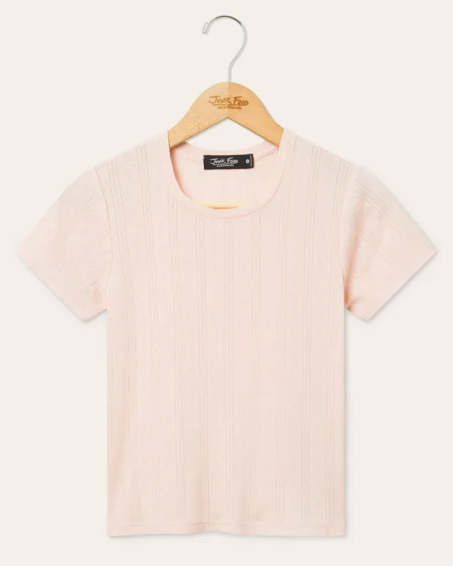 Womens Pointelle Short Sleeve Tee made by Junk Food Clothing