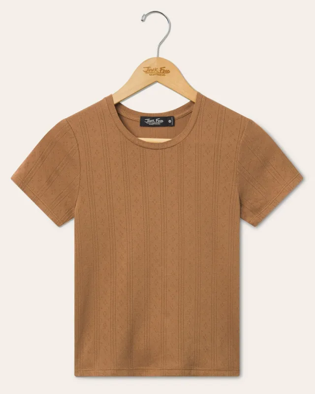 Womens Pointelle Short Sleeve Tee made by Junk Food Clothing
