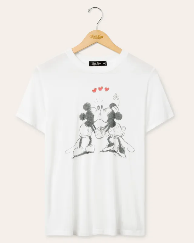 Womens Mickey and Minnie Kiss Vintage Tissue Tee sold by Junk Food Clothing