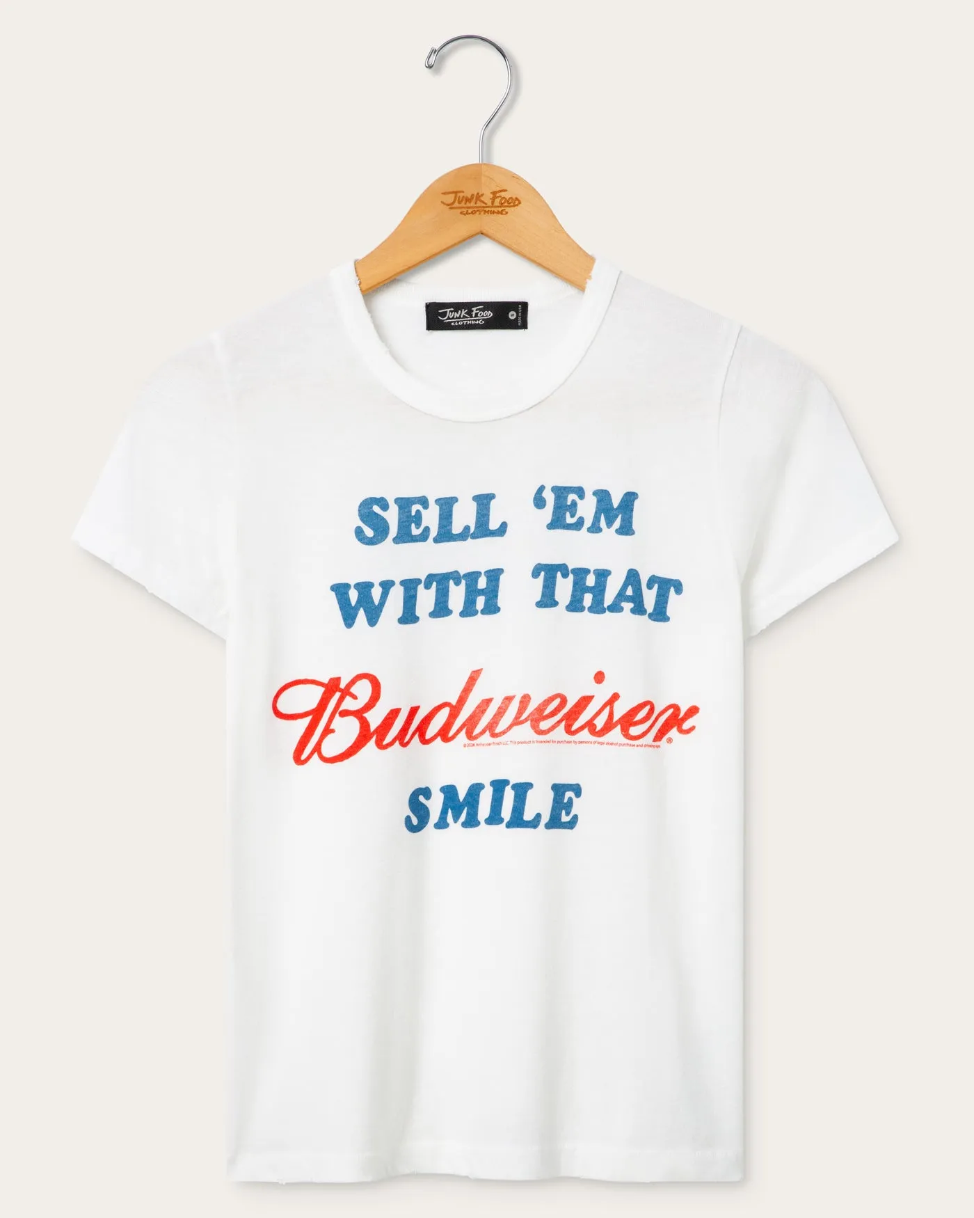 Women's Sell 'Em With That Budweiser Smile Original Tee sold by Junk Food Clothing