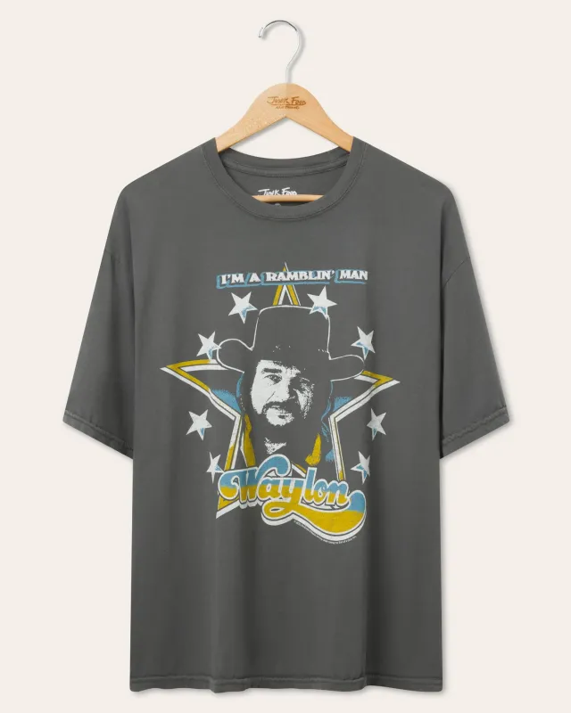 Waylon Jennings I'm a Ramblin' Man Oversized Tee made by Junk Food Clothing