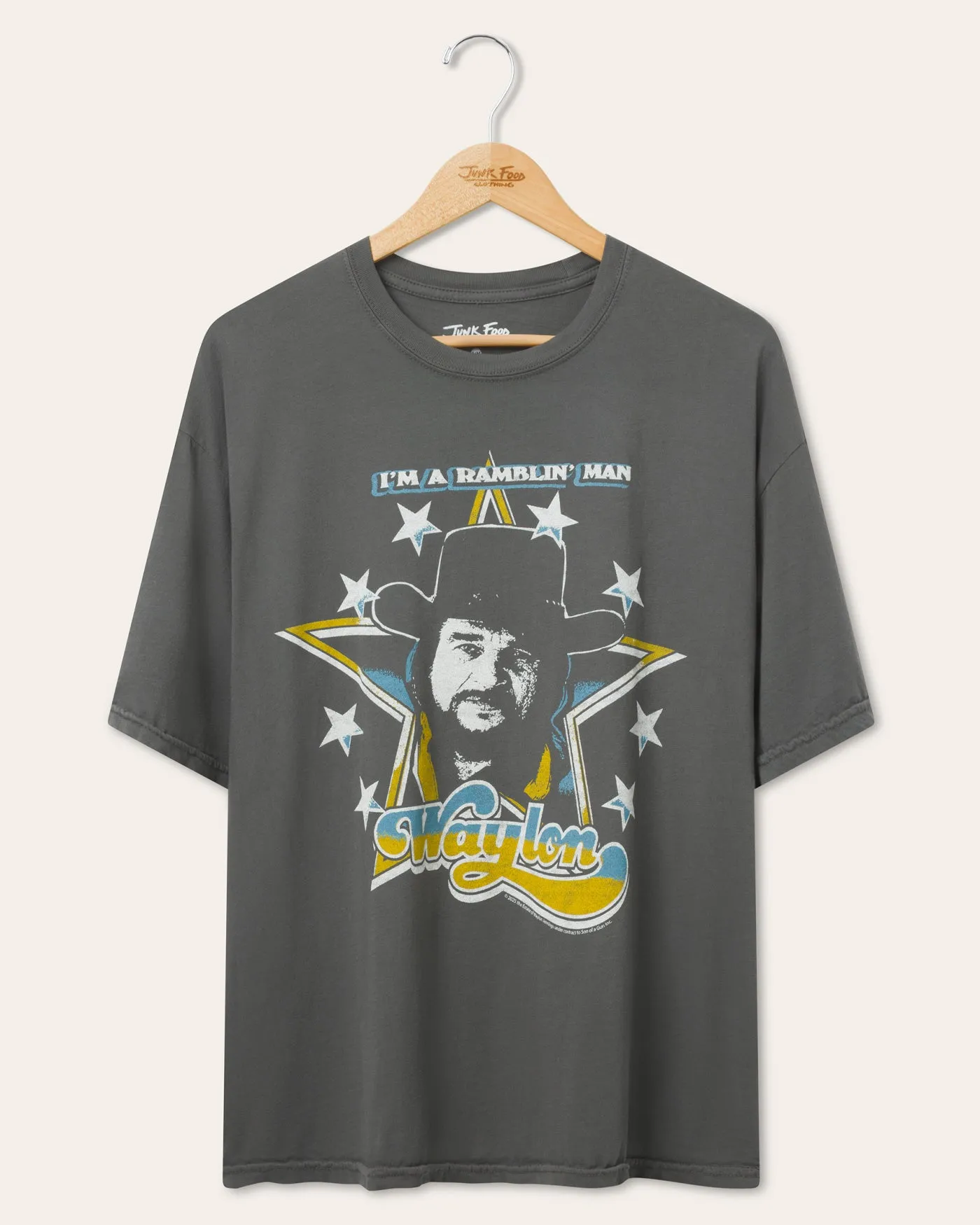 Waylon Jennings I'm a Ramblin' Man Oversized Tee sold by Junk Food Clothing