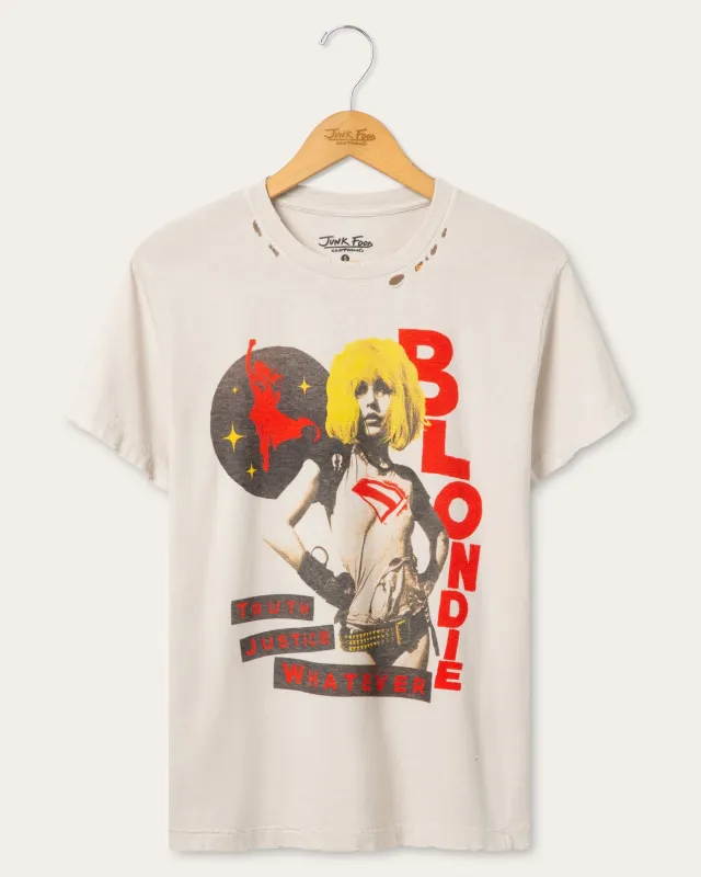 Women's SuperGirl X Blondie Truth, Justice, Whatever Vintage Destroy Tee made by Junk Food Clothing