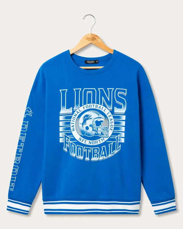 Detroit Lions Striped Rib Crew Fleece made by Junk Food Clothing