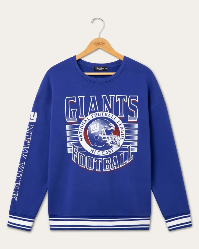 New York Giants Striped Rib Crew Fleece made by Junk Food Clothing