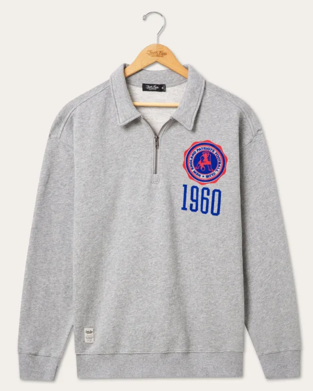 New England Patriots Flocked Quarter Zip made by Junk Food Clothing