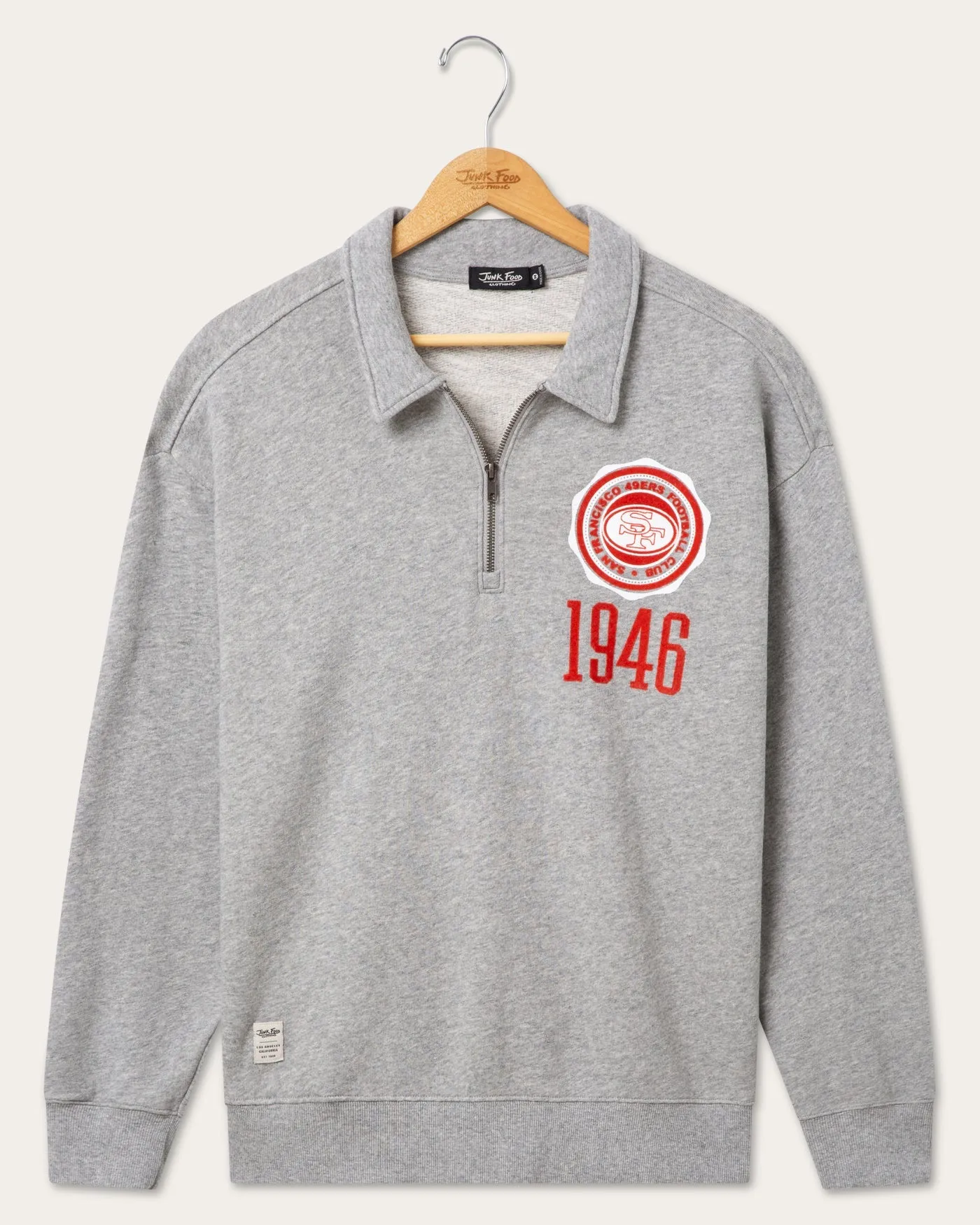 San Francisco 49ers Flocked Quarter Zip sold by Junk Food Clothing