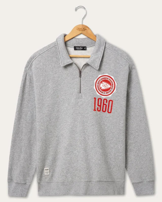 Kansas City Chiefs Flocked Quarter Zip made by Junk Food Clothing