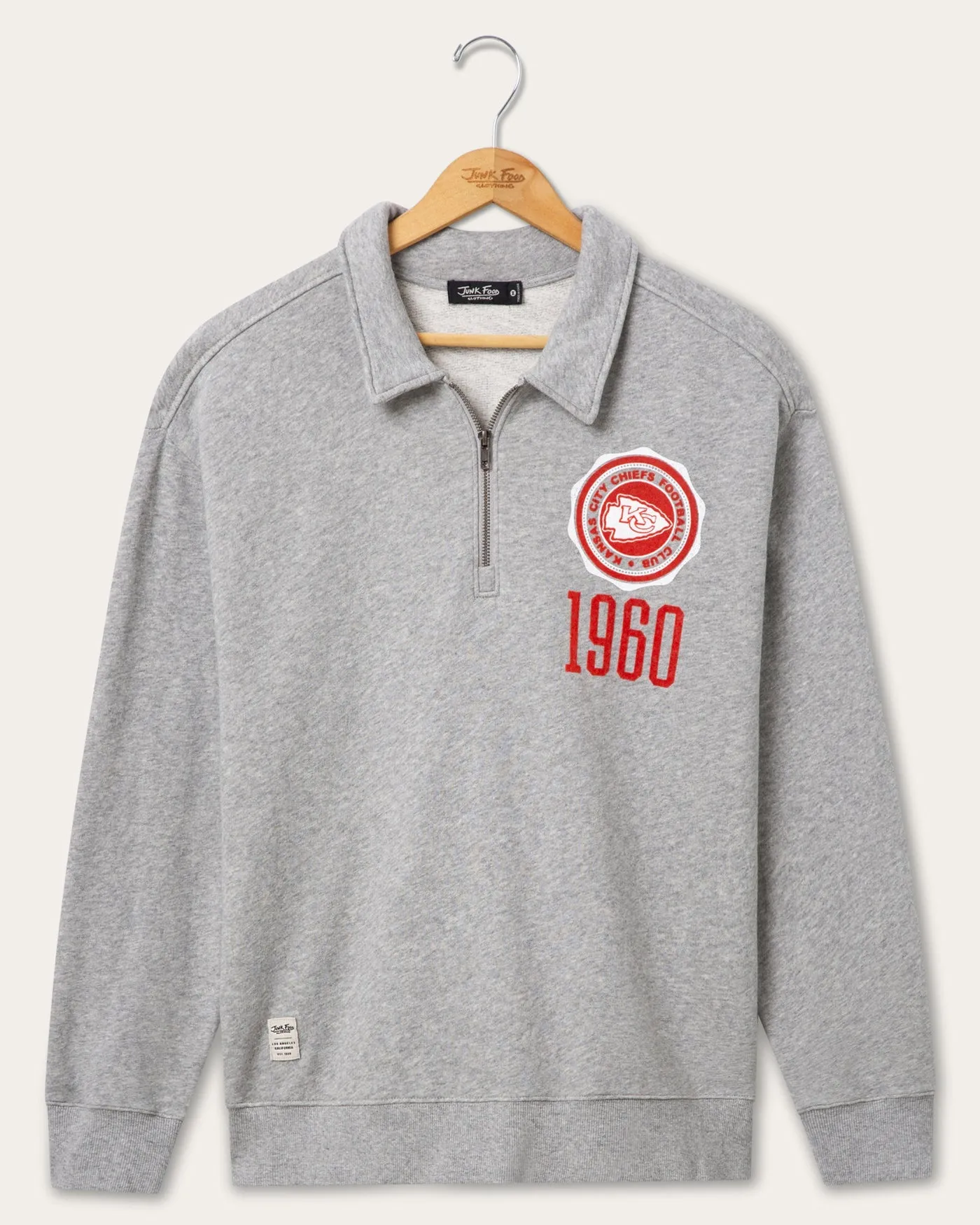 Kansas City Chiefs Flocked Quarter Zip sold by Junk Food Clothing