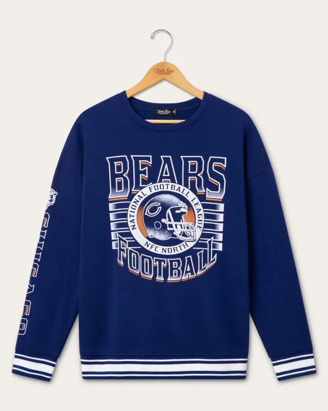 Chicago Bears Striped Rib Crew Fleece made by Junk Food Clothing