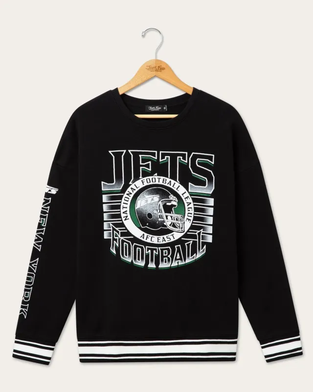 New York Jets Striped Rib Crew Fleece made by Junk Food Clothing