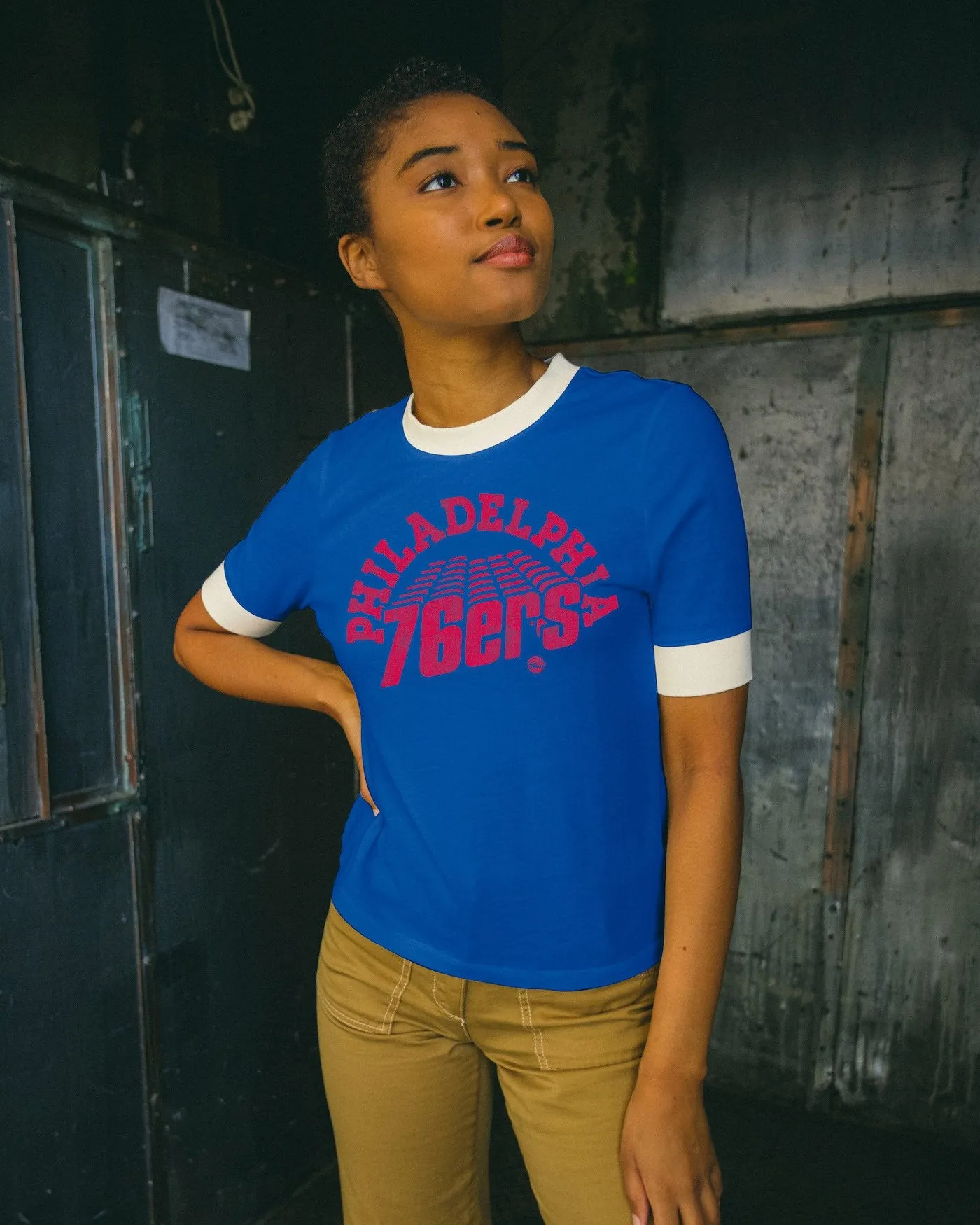 Women's NBA Philadelphia 76ers Slim Ringer Tee sold by Junk Food Clothing product image thumbnail 2