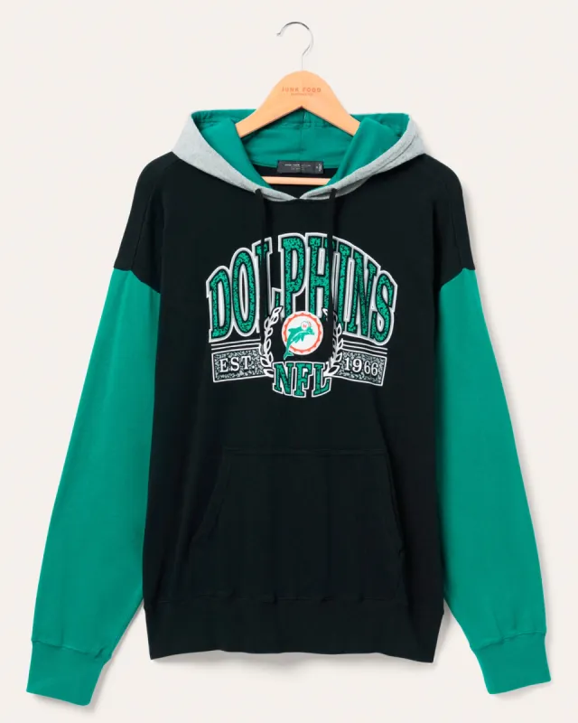 Miami Dolphins Tri Color Block Hoodie sold by Junk Food Clothing
