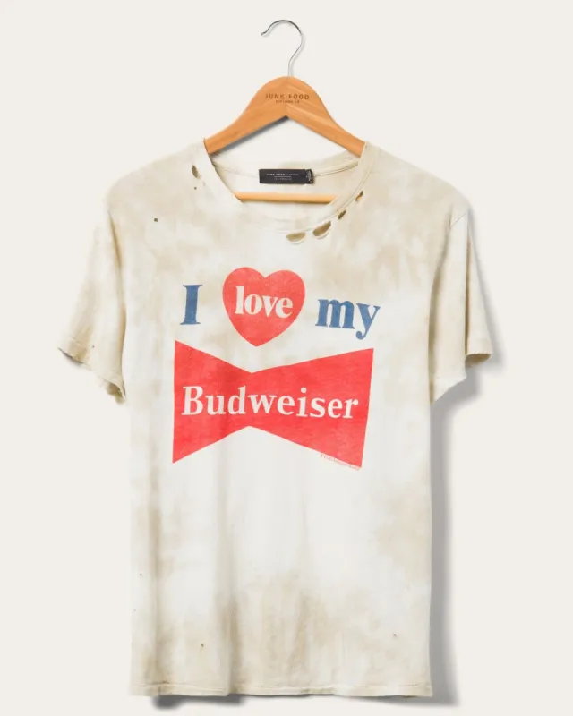 Women's I Love My Budweiser Vintage Destroy Tee sold by Junk Food Clothing