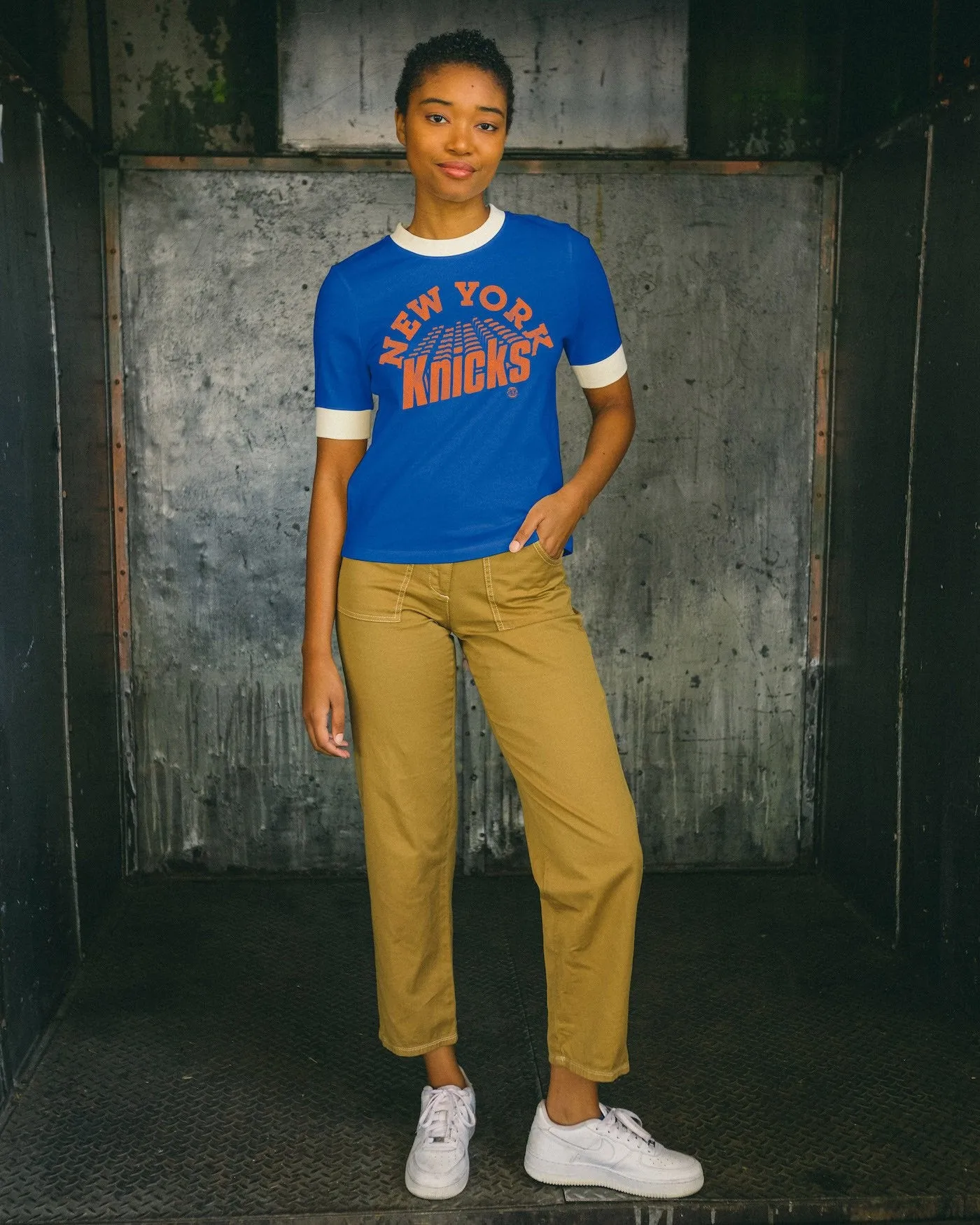 Women's NBA New York Knicks Slim Ringer Tee sold by Junk Food Clothing product image thumbnail 2