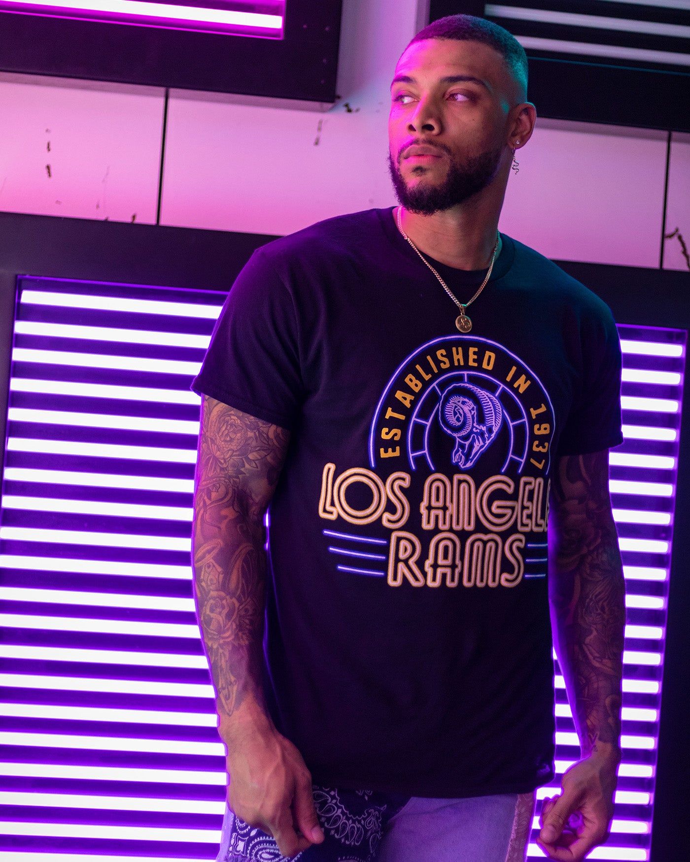 Rams Neon Glow Fan Tee sold by Junk Food Clothing product image thumbnail 2