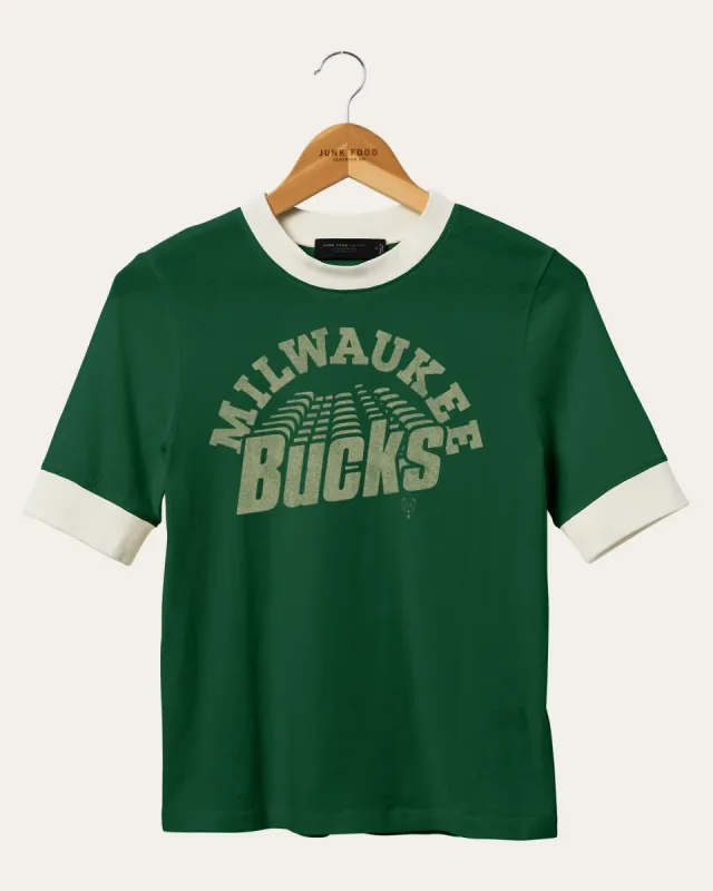 Women's NBA Milwaukee Bucks Slim Ringer Tee sold by Junk Food Clothing