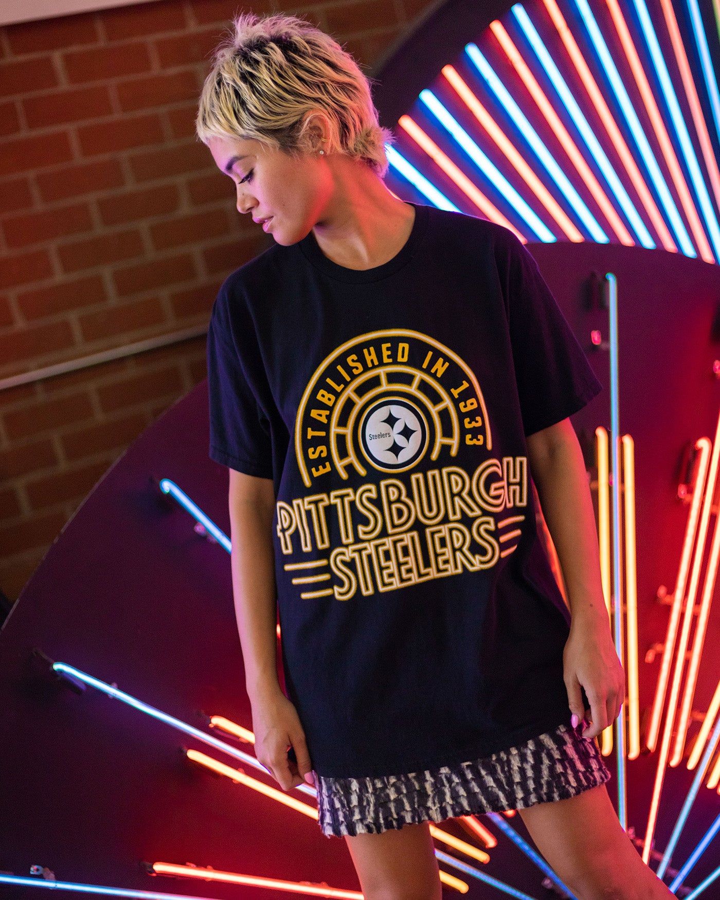 Steelers Neon Glow Fan Tee sold by Junk Food Clothing product image thumbnail 2