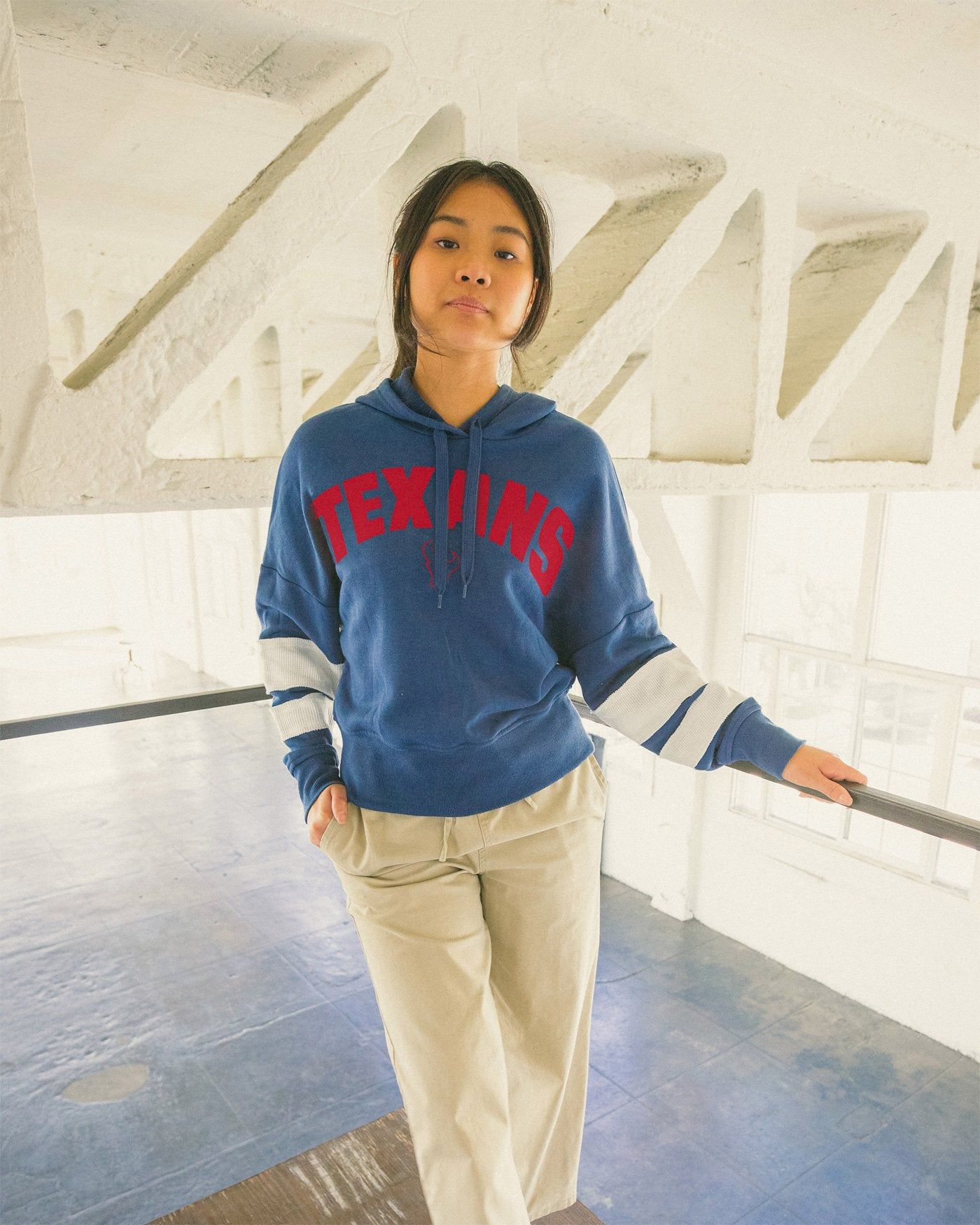 WOMENS TEXANS SIDELINE STRIPED FLEECE sold by Junk Food Clothing product image thumbnail 2