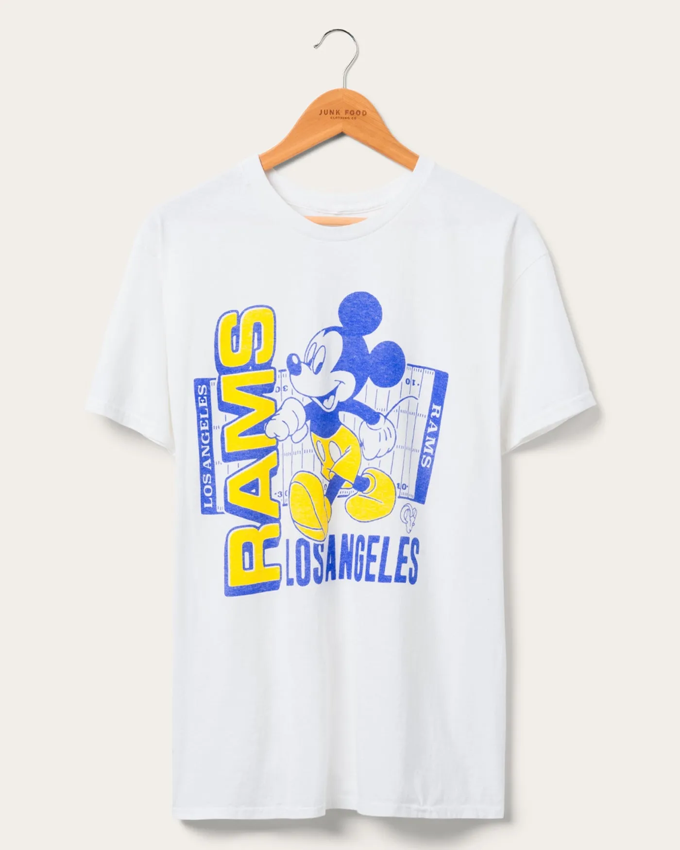 Los Angeles Rams Mickey Field Tee sold by Junk Food Clothing