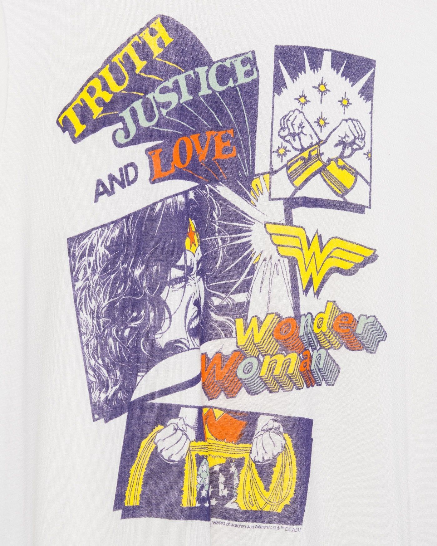 Women's Wonder Woman Truth, Justice and Love Vintage Tee sold by Junk Food Clothing product image thumbnail 4