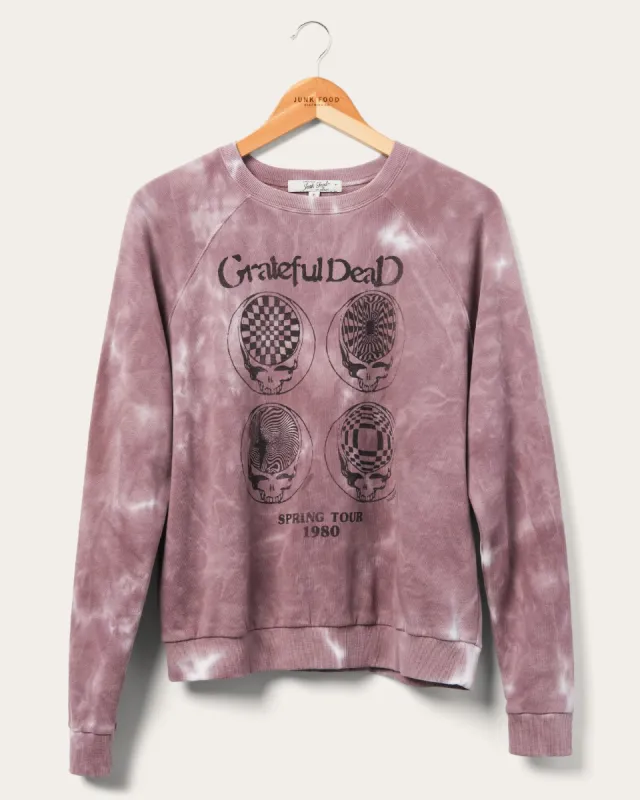 Women's Grateful Dead Tonal Tie Dye Raglan French Terry Crew Pullover sold by Junk Food Clothing