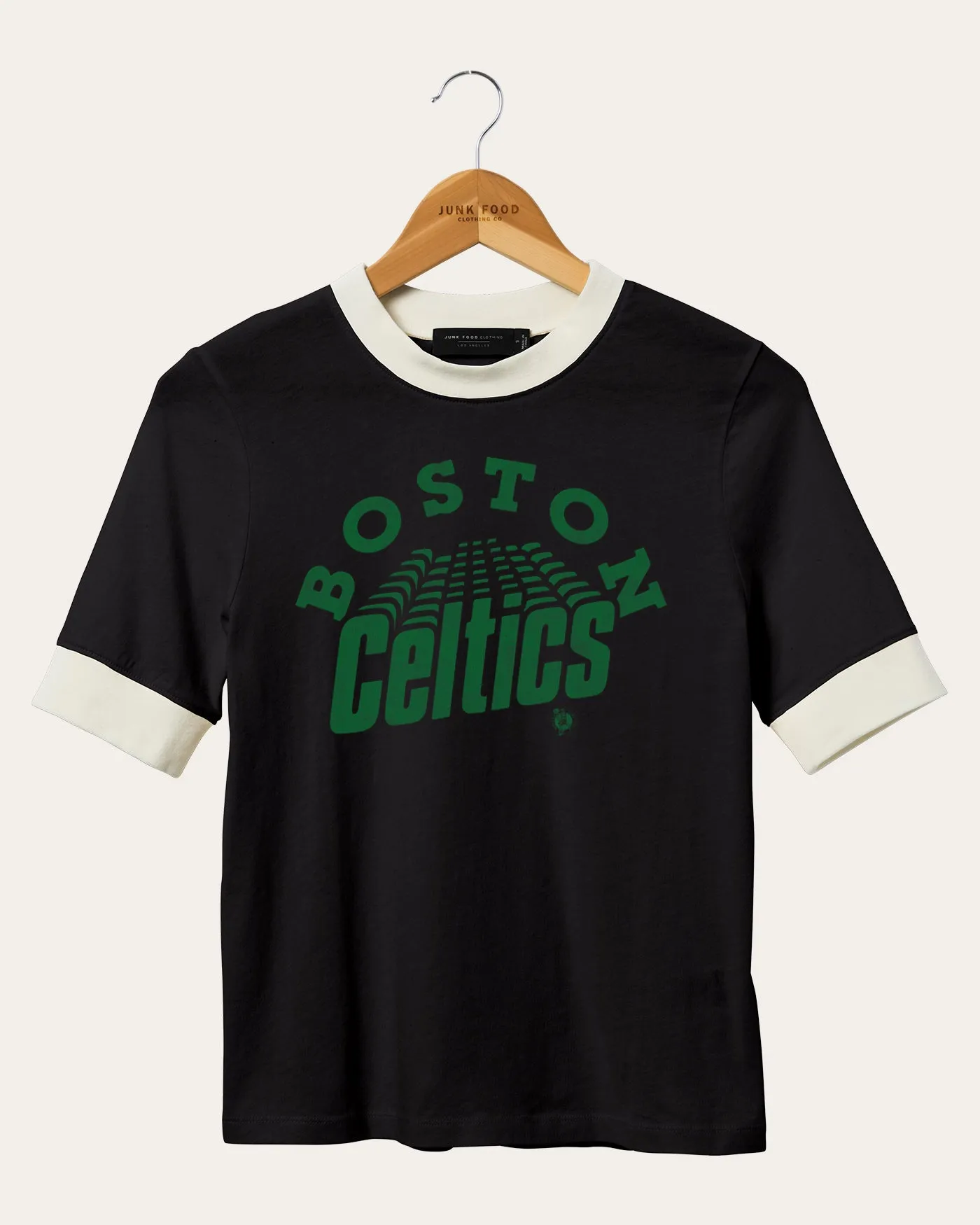 Women's NBA Boston Celtics Slim Ringer Tee sold by Junk Food Clothing