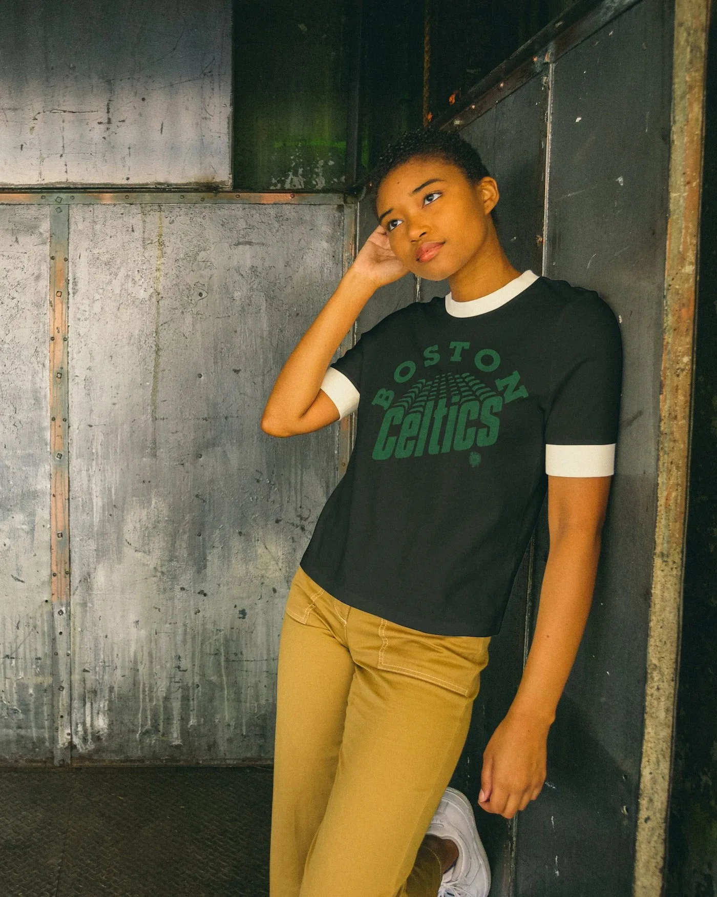Women's NBA Boston Celtics Slim Ringer Tee sold by Junk Food Clothing product image thumbnail 2