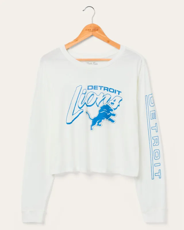 Women's Detroit Lions Touchdown Long Sleeve Crop Tee sold by Junk Food Clothing