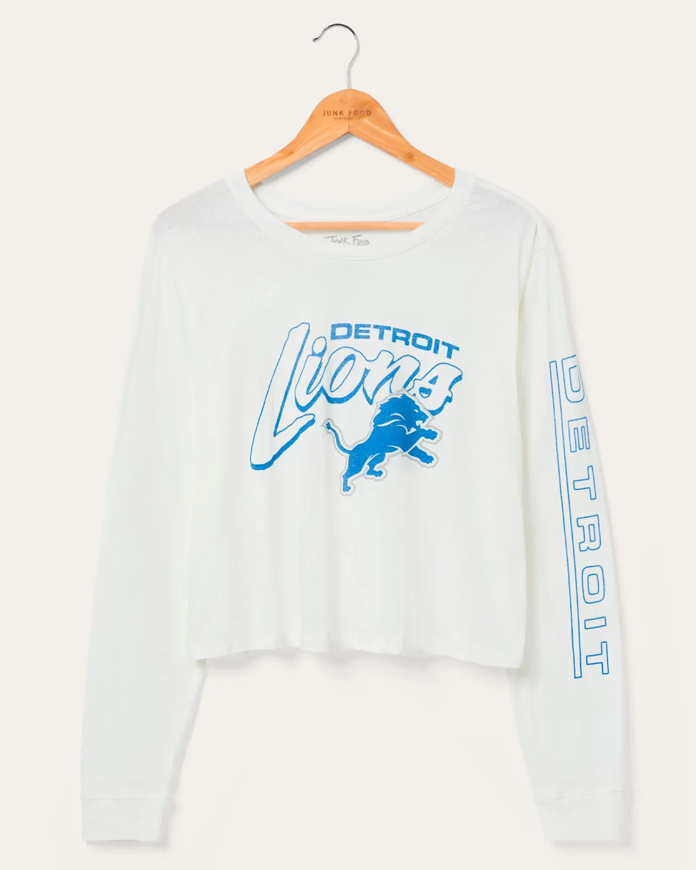 Women's Detroit Lions Touchdown Long Sleeve Crop Tee sold by Junk Food Clothing