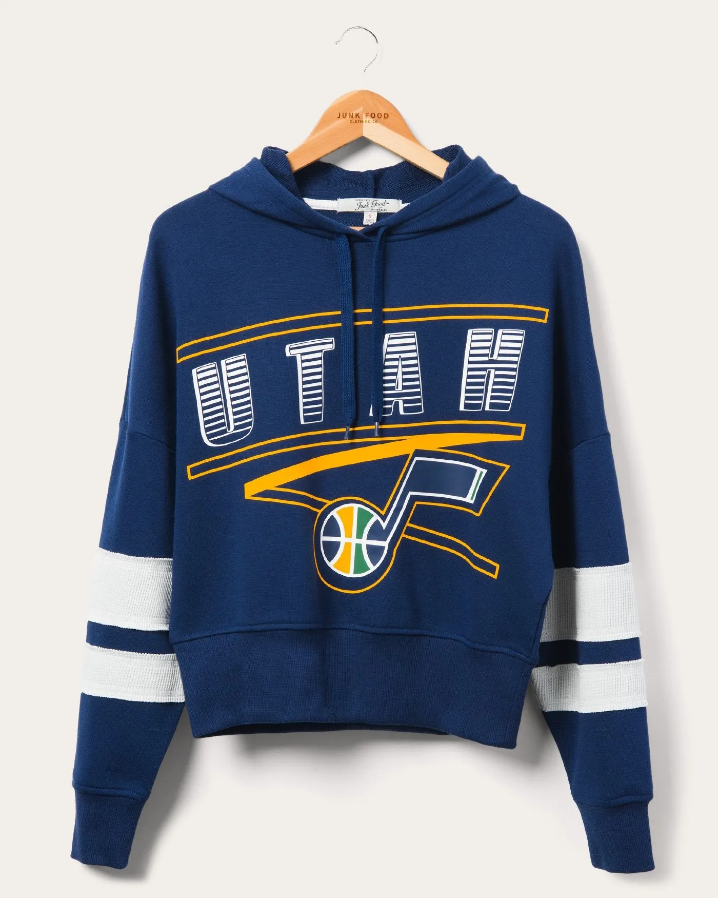 Women's Jazz Overtime Striped Fleece Hoodie sold by Junk Food Clothing