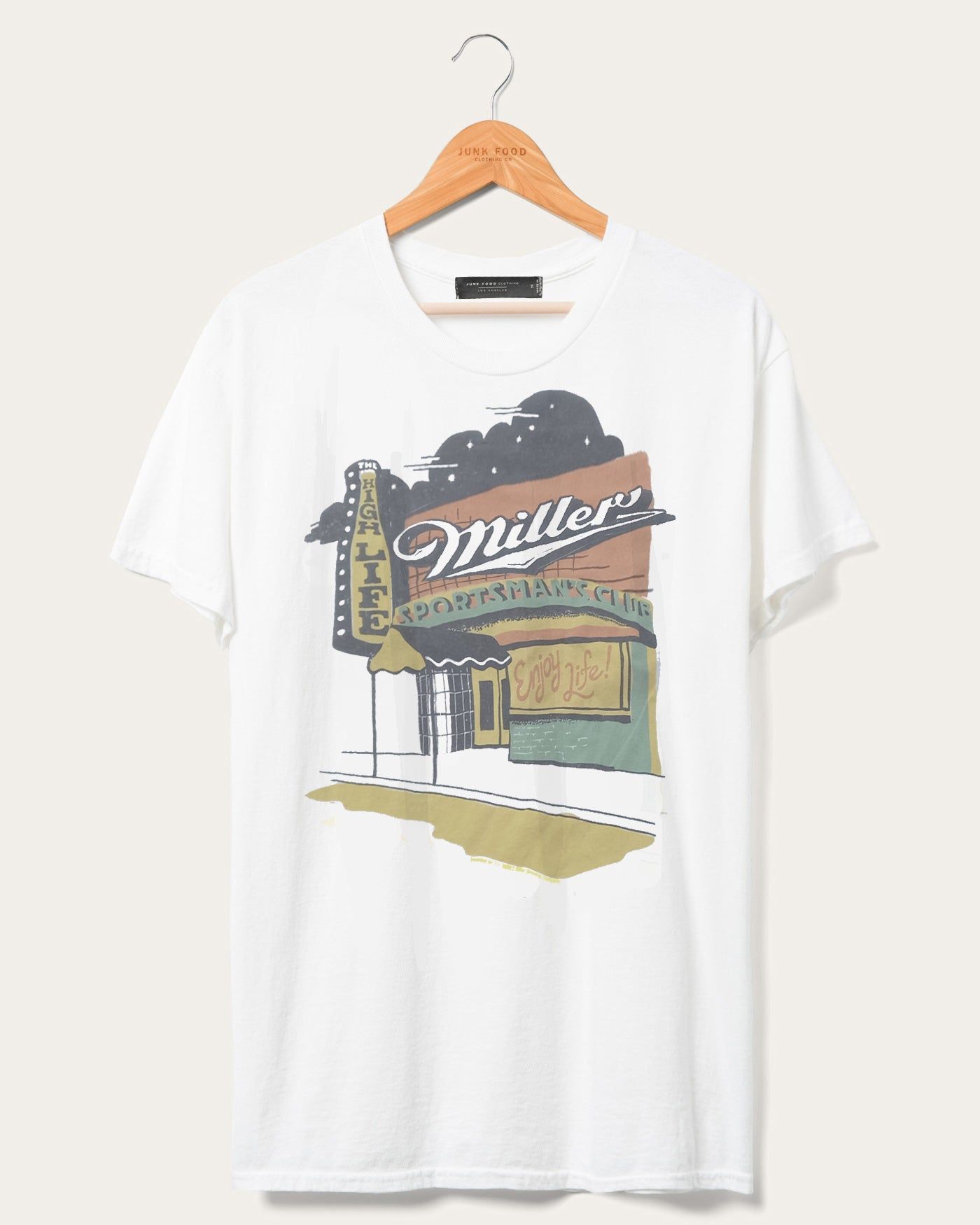 Miller High Life Sportsman's Club Exterior Flea Market Tee sold by Junk Food Clothing