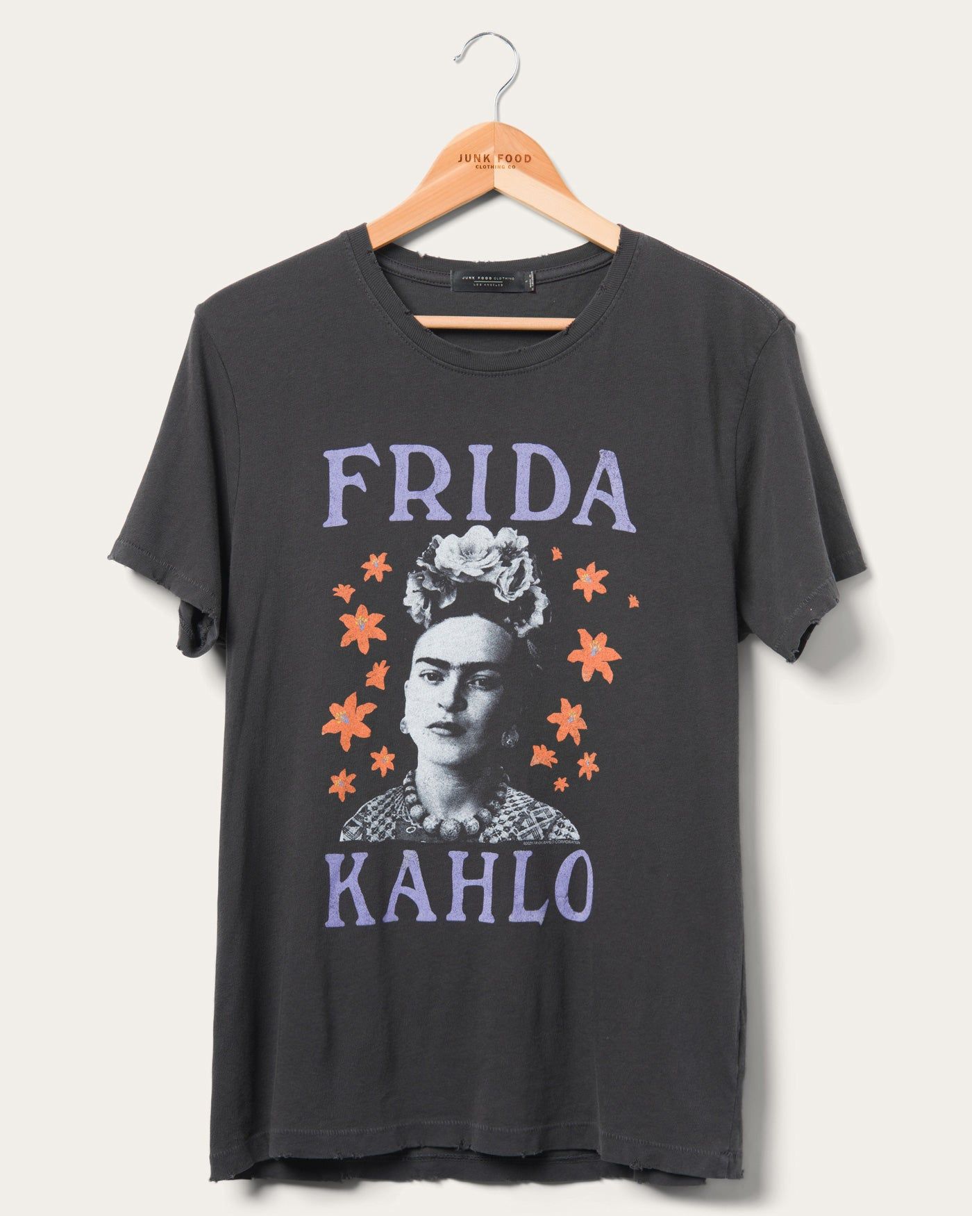 Women's Frida Kahlo Falling Flowers Vintage Tee sold by Junk Food Clothing