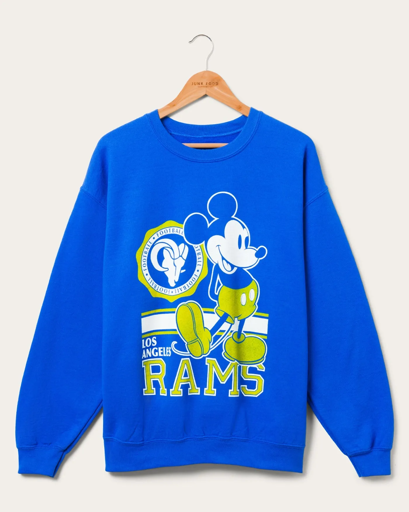 Los Angeles Rams Mickey Crew Fleece sold by Junk Food Clothing