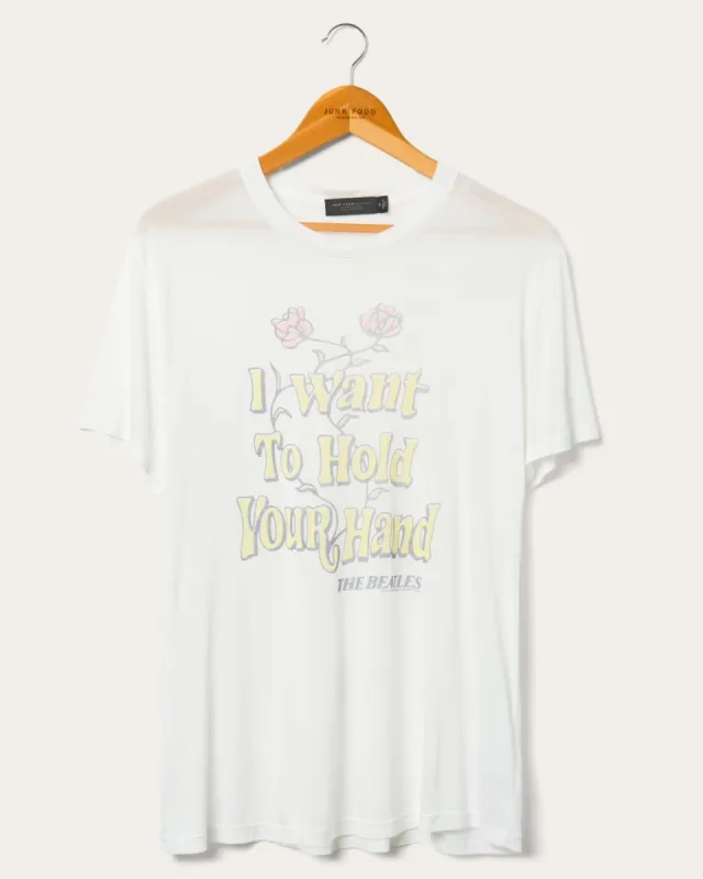 Women's The Beatles I Wanna Hold Your Hand Vintage Tissue Tee sold by Junk Food Clothing