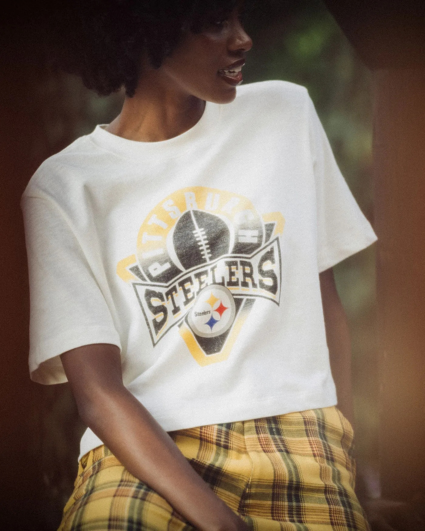 Women's Pittsburgh Steelers Mock Neck Crop Tee sold by Junk Food Clothing product image thumbnail 3