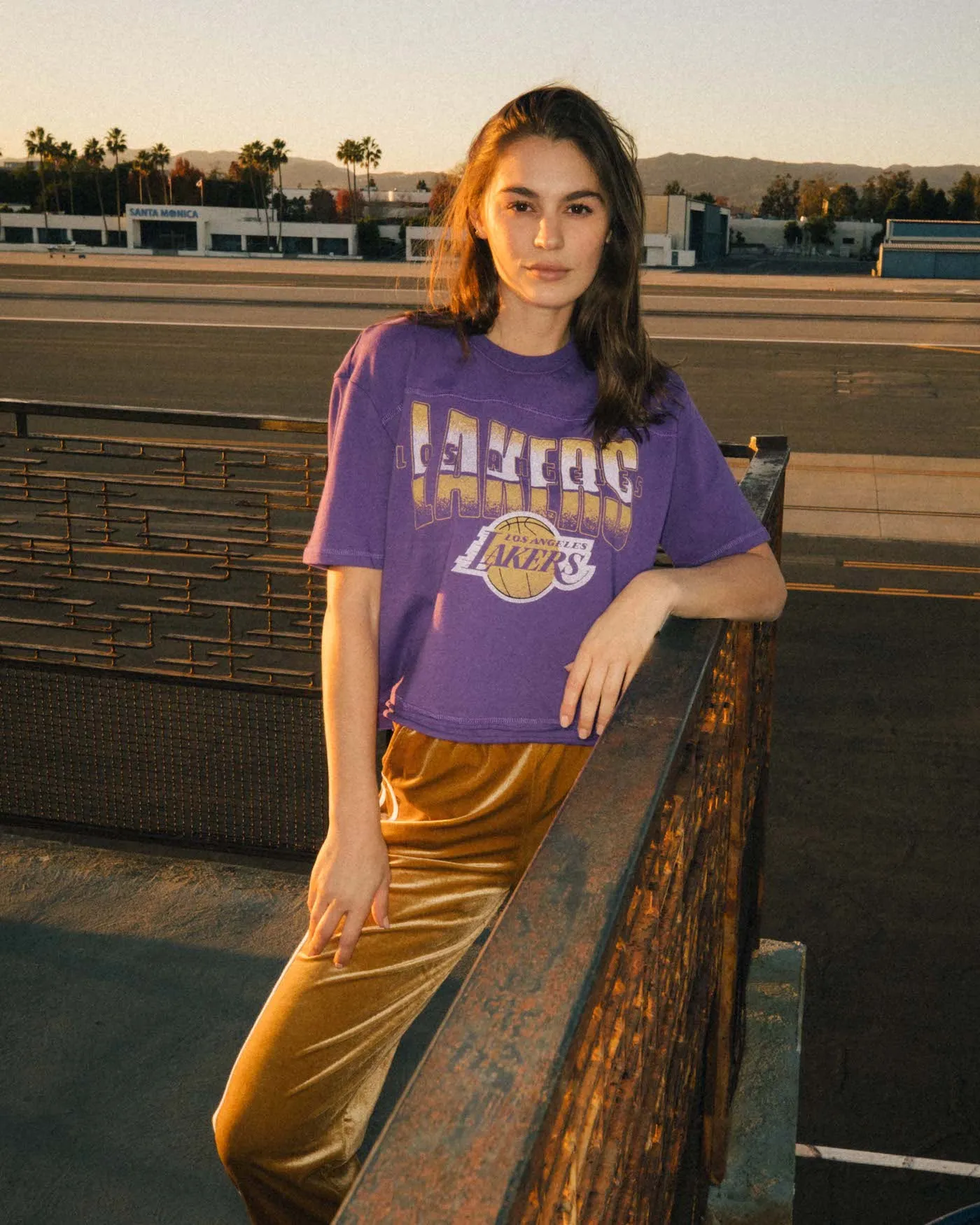 Women's Lakers Courtside Cropped Tee sold by Junk Food Clothing product image thumbnail 5
