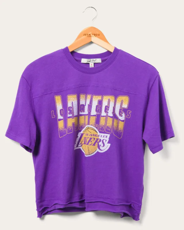Women's Lakers Courtside Cropped Tee sold by Junk Food Clothing