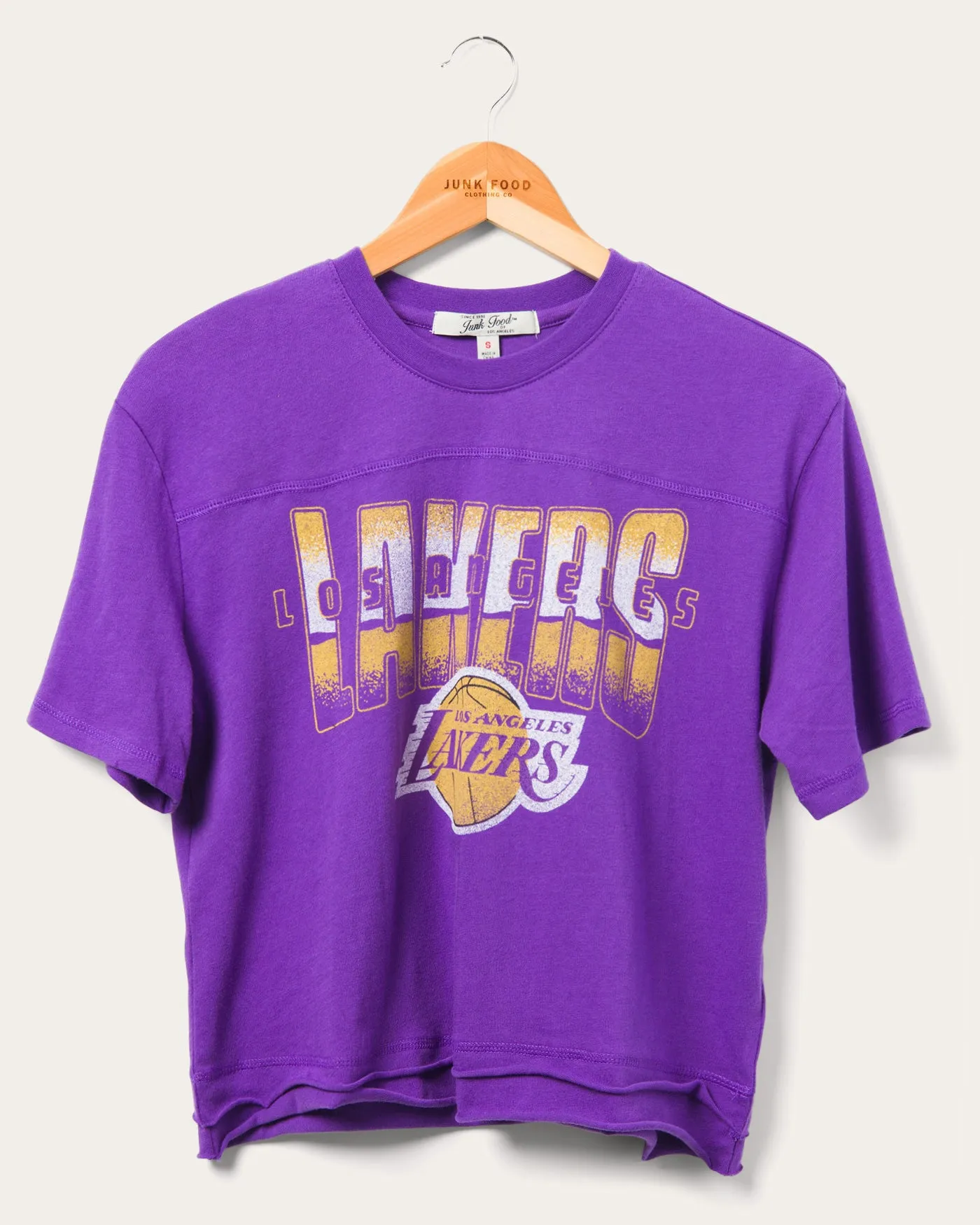 Women's Lakers Courtside Cropped Tee sold by Junk Food Clothing