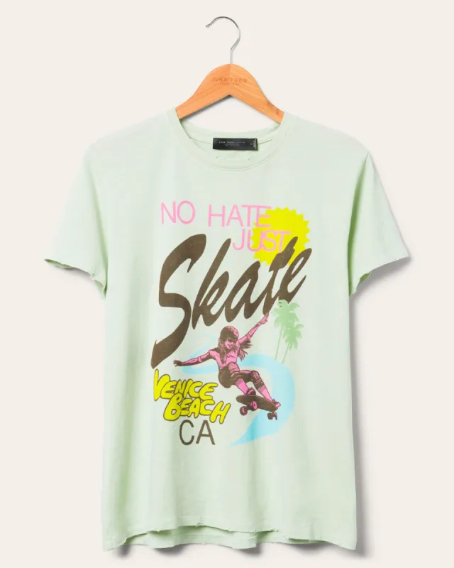 Women's No Hate Just Skate Vintage Tee sold by Junk Food Clothing