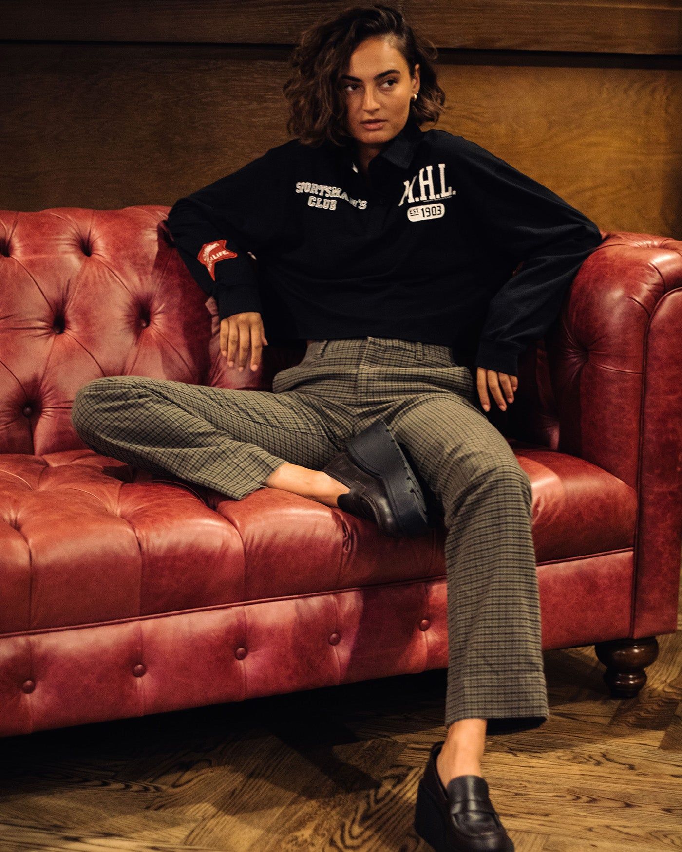 Women's Miller High Life Sportsman's Club Cropped Rugby Long Sleeve Tee sold by Junk Food Clothing product image thumbnail 2