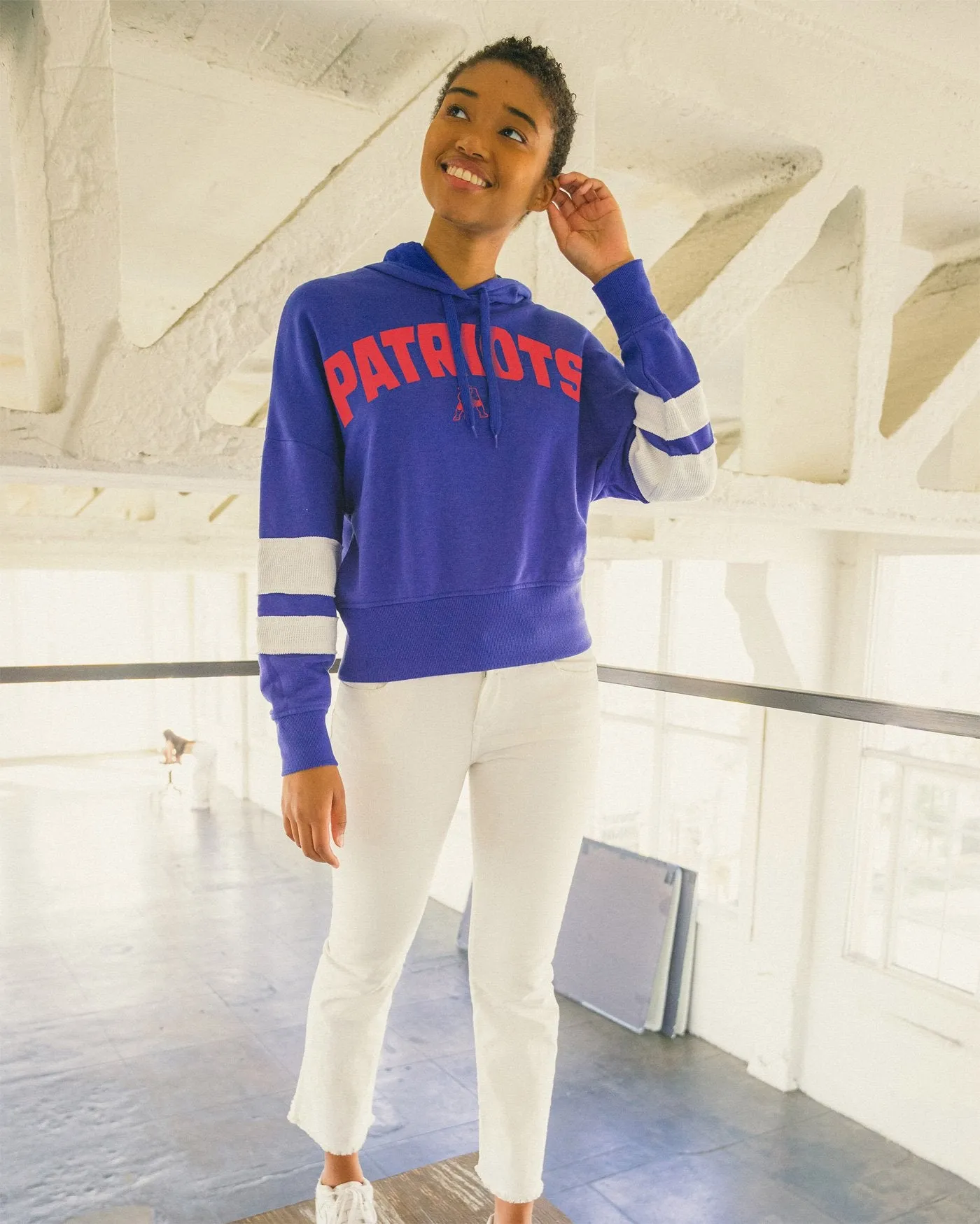 Women's NFL New England Patriots Sideline Striped Fleece sold by Junk Food Clothing product image thumbnail 2