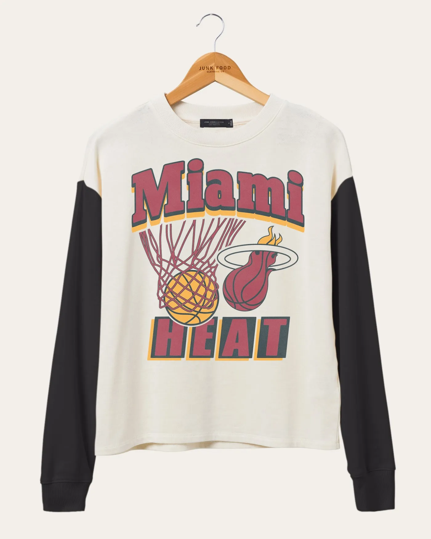 Women's NBA Miami Heat Contrast Long Sleeve Crew sold by Junk Food Clothing