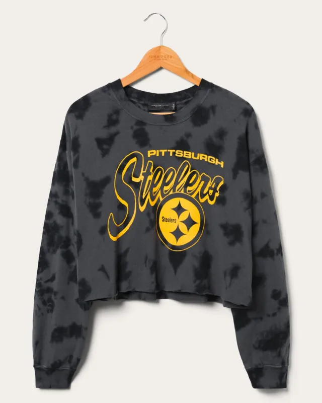 Women's Steelers Long Sleeve Loose Knit Crop sold by Junk Food Clothing
