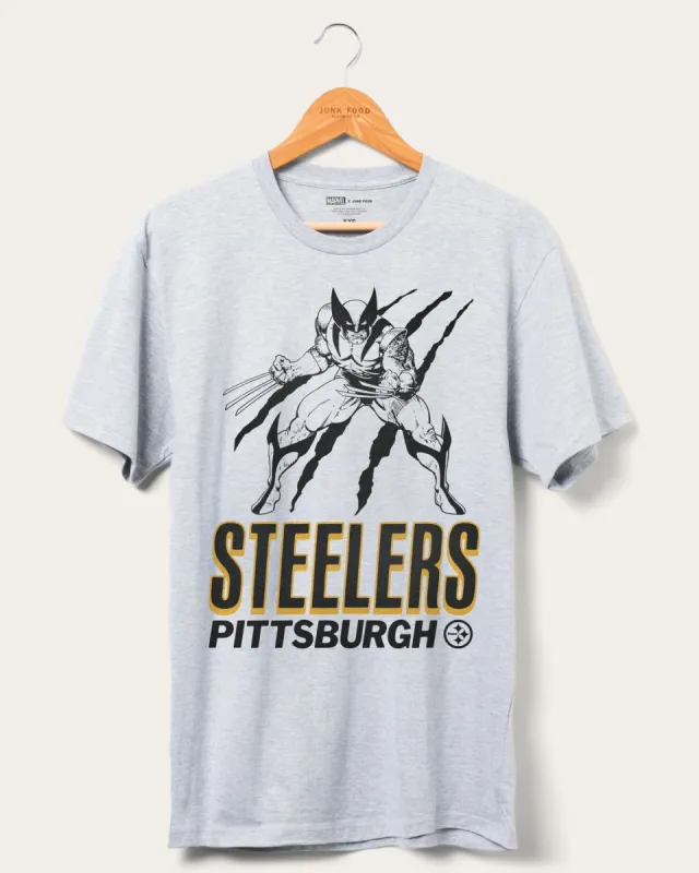 Steelers Marvel Wolverine Slash Tee sold by Junk Food Clothing
